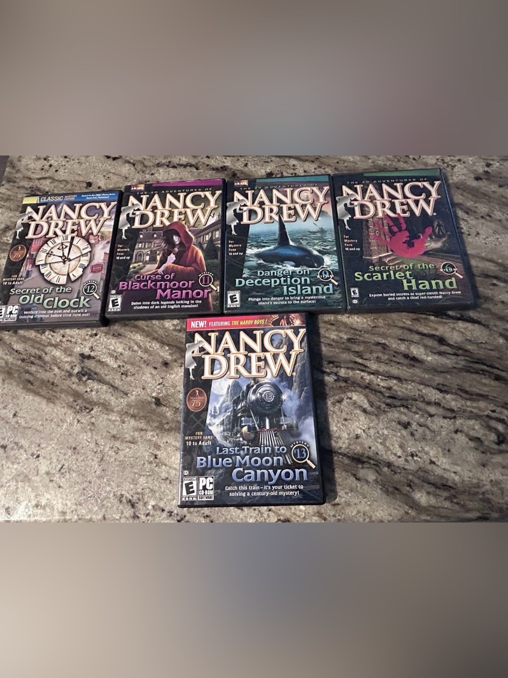 Nancy Drew PC Games Lot of 5 - Blackmoor Manor, Old Clock & More - W/ Inserts